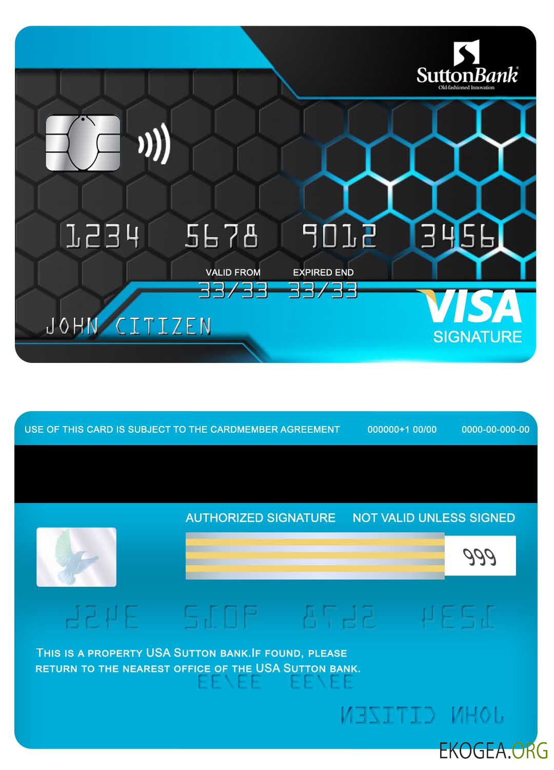 Carte de signature de la banque Sutton USA